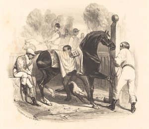 Paard voor de race door Célestin Nanteuil
