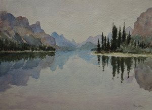 Maligne meer, tegen de avond IMG_2026, 2016 (aquarel)