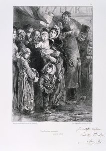 Frans-Duitse Oorlog 1870-1871. Beleg van Parijs 19 sept 1870-28 jan 1871. Een nationale gaarkeuken in Parijs, januari 1871. Uit een serie litho