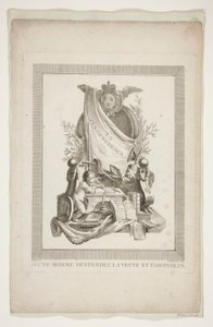 Elf bladen uit Nouveaux Trophees et Cartouches representant les arts et les sciences door Clément Pierre Marillier