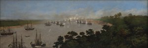 Aanval van het Braziliaanse squadron op de batterijen van Curupaytí door Candido Lopez