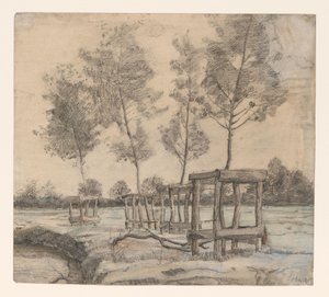 Weiland met bomen door Coba Steenhoff