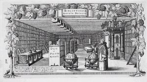 August von Brunswick-Lüneburg in zijn bibliotheek, 1650 door Conrad Buno