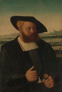Portret van een Man met een Morenhoofd op Zijn Zegelring