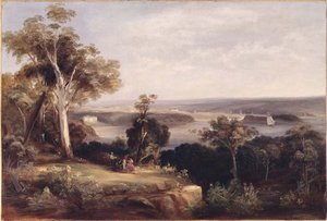 Bosrijk landschap met een verre blik op Sydney