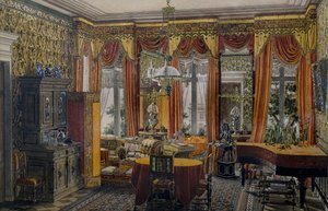 Berlijnse salon, aquarel door Conrad von Muralt door Conrad von Muralt