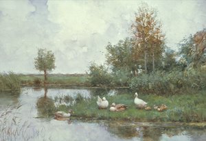 Eenden in een Rivierlandschap