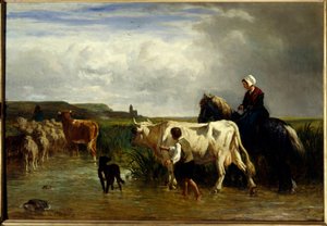 De doorwaadbare plaats door Constant Emile Troyon