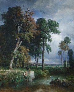 De vissers, c.1850 door Constant Emile Troyon