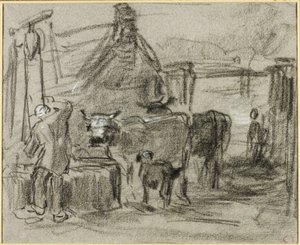 Boerderij met mens en vee