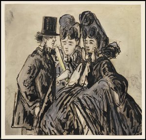 Een heer en twee dames, 1860s