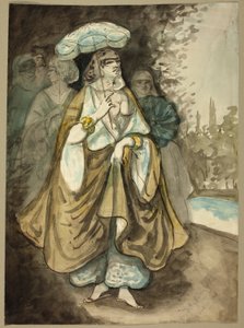 Een van de Dames van de Harem (recto); Fragment van een Landschap (verso) door Constantin Guys