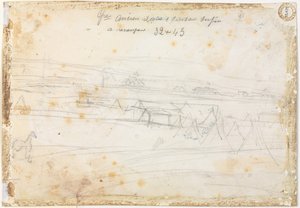 Oorlogskamp scène (verso) door Constantin Guys