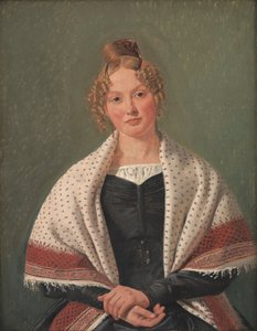 Portret van Hanne Wanscher, geboren Wegener door Constantin Hansen