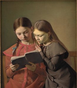 De Zusters van de Kunstenaar Signe en Henriette Lezen een Boek