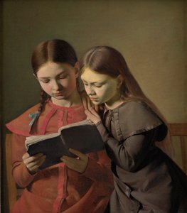 De Zusters van de Kunstenaar Signe en Henriette Lezen een Boek, 1826