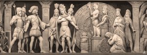 Cortez en Montezuma bij Mexicaanse Tempel Het fries in de Rotunda van het Capitool van de Verenigde Staten, 186