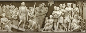 Landing van Christoffel Columbus Het fries in de Rotunda van het Capitool van de Verenigde Staten, 1860-1873 door Constantino Brumidi