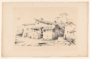 Huizen en toren door Constantinus Cornelis Huysmans