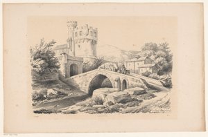 Landschap met fort en brug