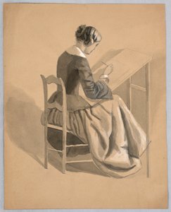 Een Vrouw die Tekent door Cooper Union Art School