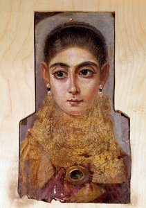 Koptische kunst: jonge vrouw genaamd Fayoum (Fayum) (rond 160 AD) Schilderij van was op hout. Parijs, Louvre Museum