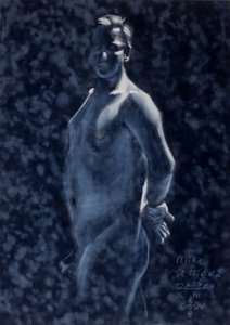 Dramatisch blauw mannelijk figuur door Corné Akkers