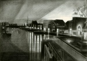 Nachtelijke gloed op het kanaal door Corné Akkers
