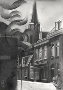 Gestileerde stadsstraat door Corné Akkers