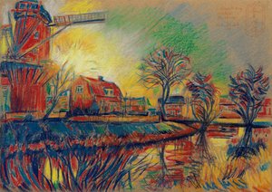 Levendige scène van een molendorp
