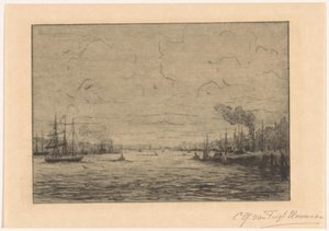 Gezicht op de Maas bij Rotterdam
