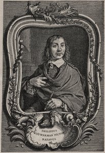 Portret van Philips Wouwerman of Philippus Wouwermans 1619-1668 Nederlandse schilder - gravure door Nicolas-Gabriel Dupuis naar Cornelis Visscher door Cornelis (after) Visscher