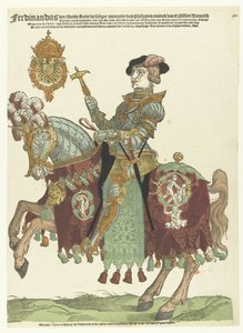 Portret van Ferdinand I van Oostenrijk te paard door Cornelis Anthonisz. (manner of)