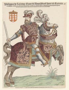 Portret van Filips van Lalaing te paard door Cornelis Anthonisz. (manner of)