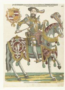 Portret van Maximiliaan van Buren te paard door Cornelis Anthonisz. (manner of)
