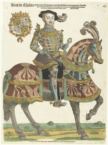 Portret van René de Châlon te paard door Cornelis Anthonisz. (manner of)