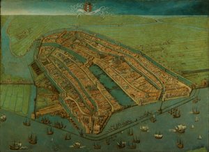 Amsterdam in vogelvlucht door Cornelis Anthonisz.