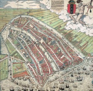 German: Die berühmte Handelsstadt Amsterdam
Dutch: De vermaerde koopstadt van Amstelredam door Cornelis Anthonisz.
