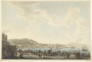 Gezicht op de haven van Napels door Cornelis Apostool
