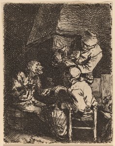De groep bij de open haard