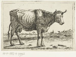 Landschap met koe door Cornelis  Bisschop