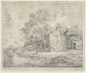 Boerderij aan het water door Cornelis Borsteegh