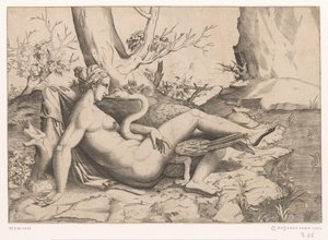 Leda en de zwaan door Cornelis Bos (possibly)