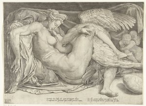 Leda en de zwaan door Cornelis Bos
