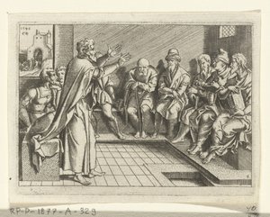 Paulus preekt in de synagoge door Cornelis Bos