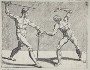 Twee schermers door Cornelis Bos