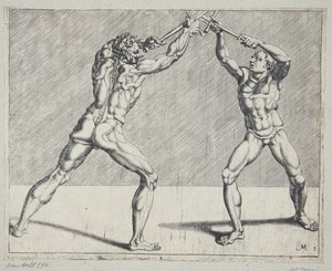 Twee schermers door Cornelis Bos