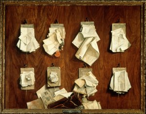 Quodlibet met Schriftstukken van de Schatkamer van de Stad Amsterdam door Cornelis Brizé