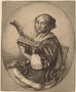 Dame met dubbelkoppige luit, 1781 door Cornelis Brouwer
