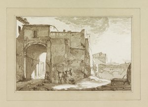 Poort met Reiziger en Muildier